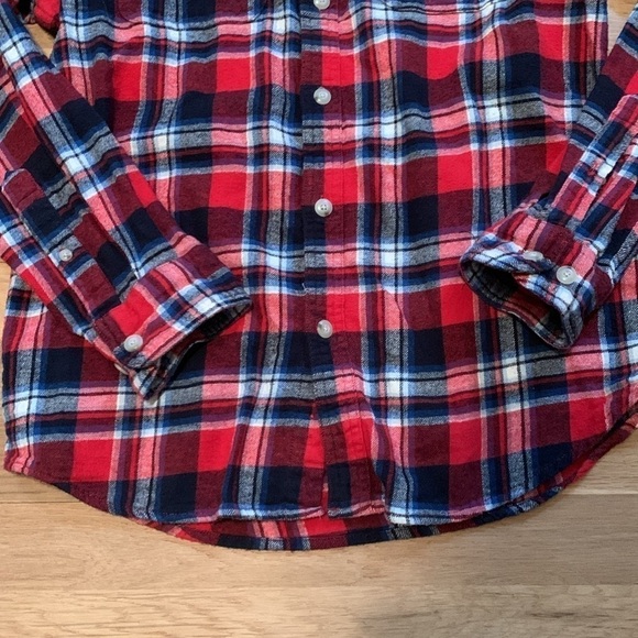 SONOMA Long Sleeve Button-Up Collared Red & Blue Plaid Flannel Shirt Men’s S - Picture 7 of 11